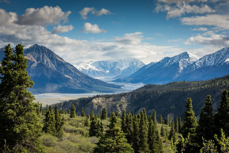 Snowy mountain peaks